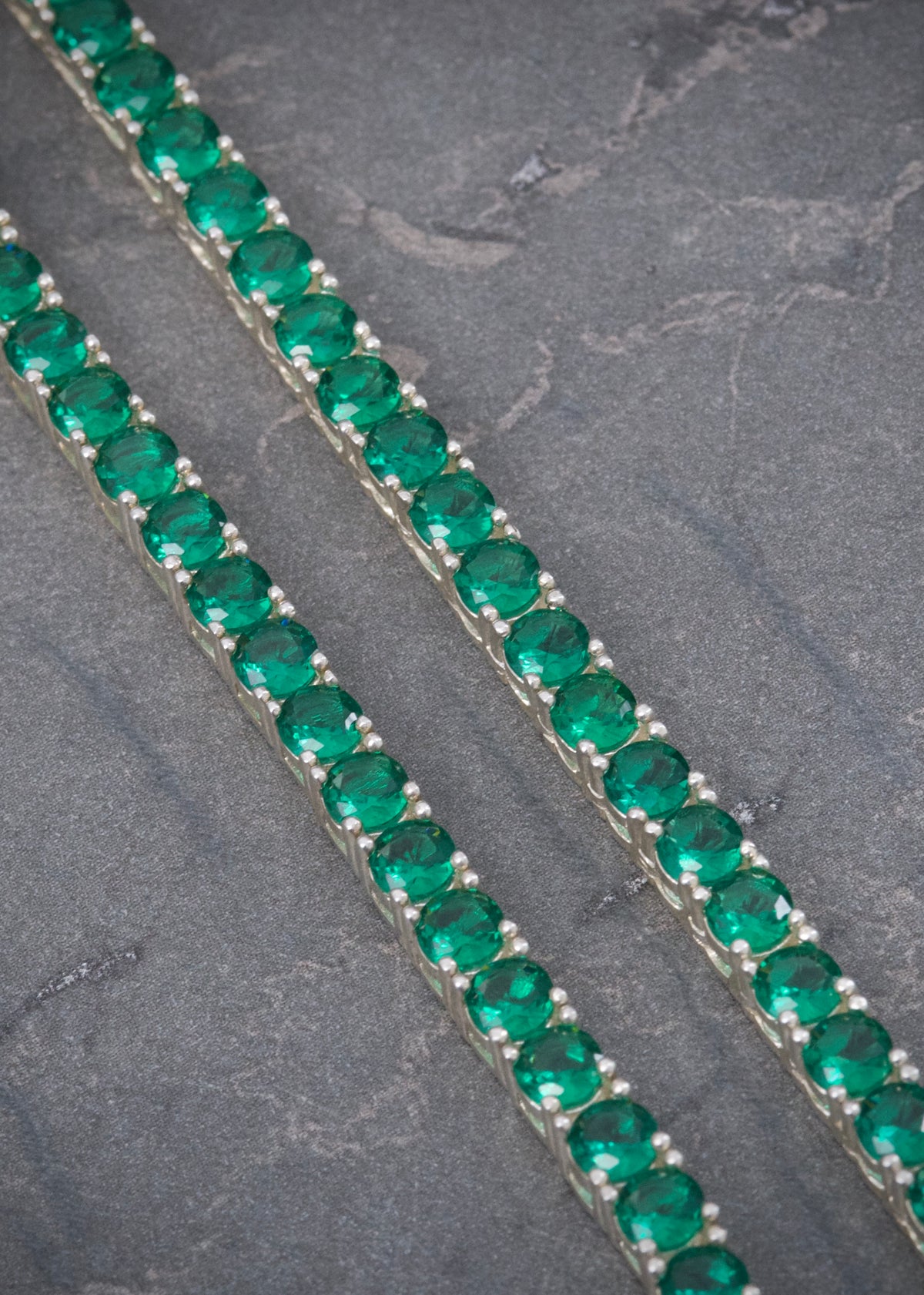 Cadena Tenis con Swarovski Verde 46.2gr / 50cm / 4.1mm — Plata 925