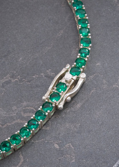Cadena Tenis con Swarovski Verde 46.2gr / 50cm / 4.1mm — Plata 925