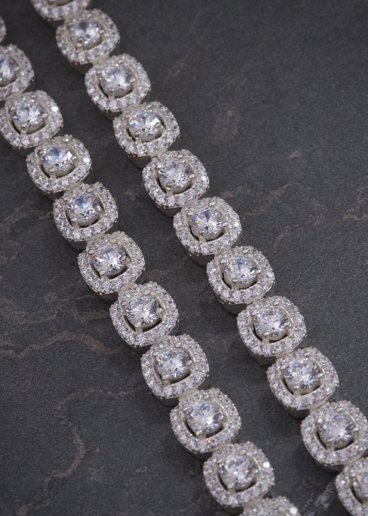 Cadena Tenis con Swarovski Blanco 65.3gr / 55cm / 7.6mm — Plata 925