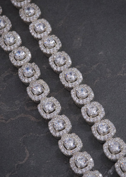 Cadena Tenis con Swarovski Blanco 65.3gr / 55cm / 7.6mm — Plata 925