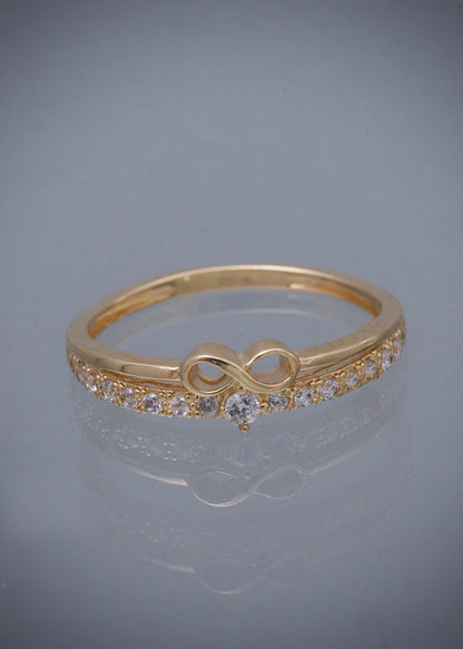 Anillo infinito con swarovski blanco 2.15gr / TALLA 7 1/4 / Oro Amarillo Nac P