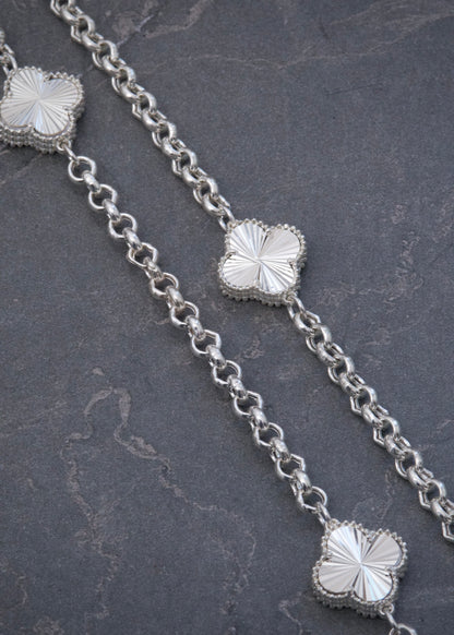 Cadena Lucky Clover Diamantada 19.7gr / 60cm / 14mm — Plata 925