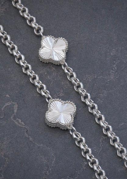 Cadena Lucky Clover Diamantada 17.6gr / 50cm / 13.3mm — Plata 925