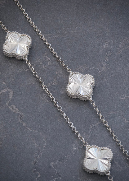 Cadena Lucky Clover Diamantada 14.6gr / 55cm / 14mm — Plata 925