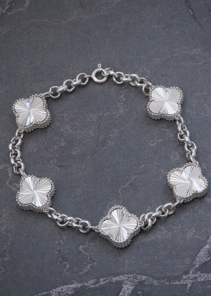 Pulso Lucky Clover Diamantado 12.85gr / 20cm / 14mm — Plata 925