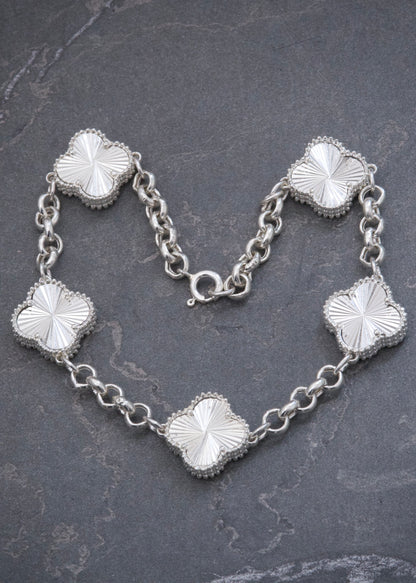 Pulso Lucky Clover Diamantado 12.4gr / 20cm / 13.9mm — Plata 925