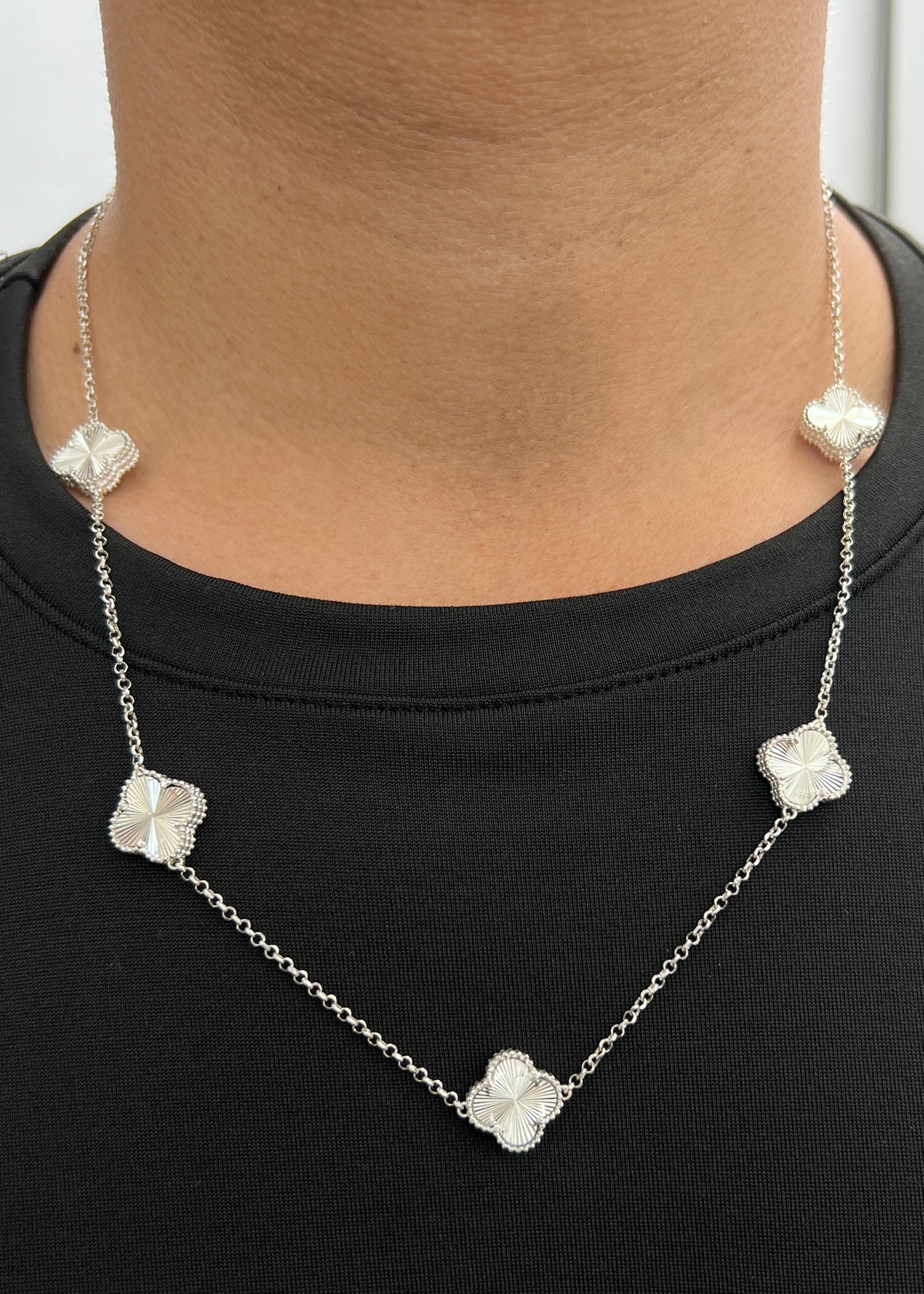 Cadena Lucky Clover Diamantada 14.6gr / 55cm / 14mm — Plata 925
