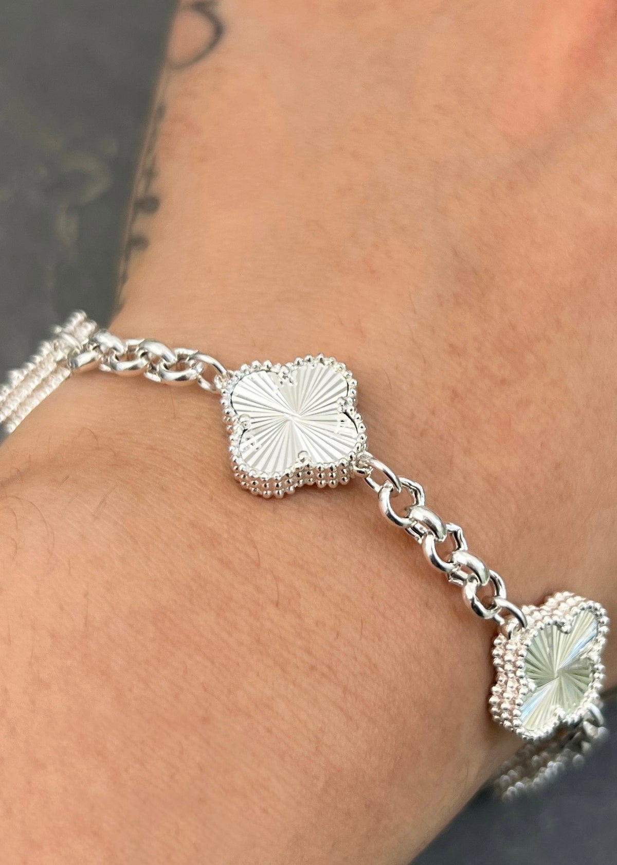 Pulso Lucky Clover Diamantado 12.4gr / 20cm / 13.9mm — Plata 925