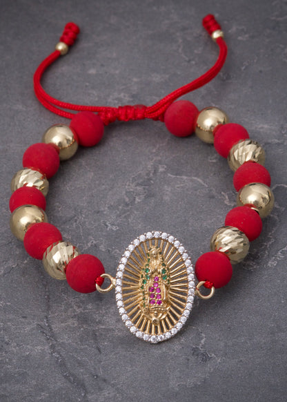 Pulsera en hilo rojo con herraje virgen de guadalupe 6.1gr / Oro Amarillo (Joya) P