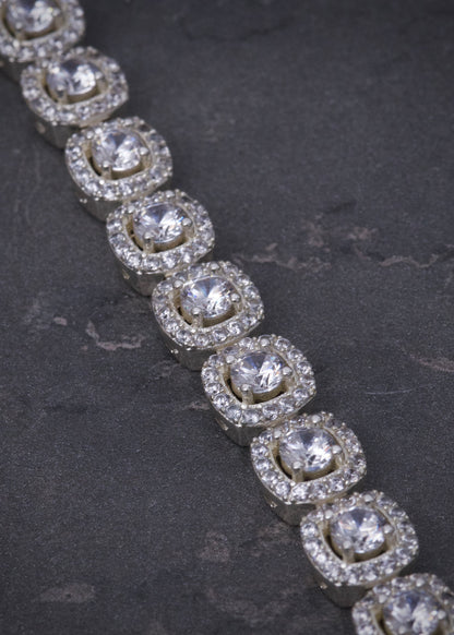 Pulso tenis con swarovski blanco 25.2gr / Largo 20cm / Plata P