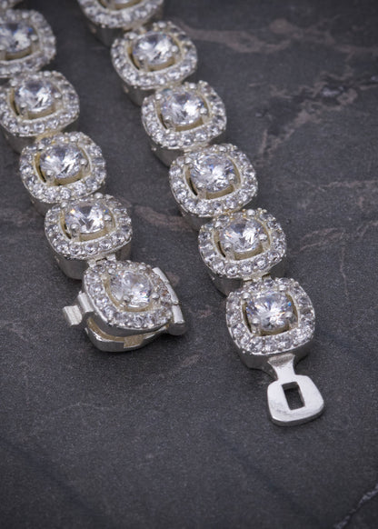 Cadena tenis con swarovski blanco 48.5gr / Largo 40cm / Plata M