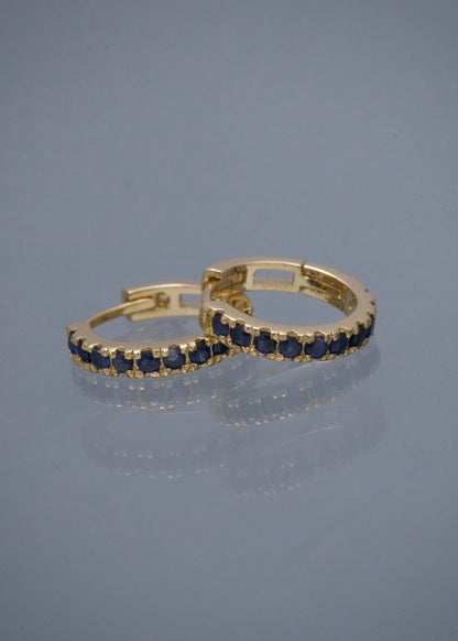 Candongas con 42pts de Zafiros 2.1gr / 1.1cm / 2.2mm — Oro Amarillo