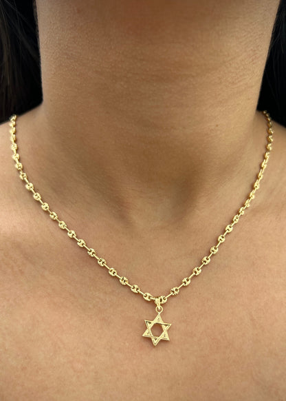 Dije estrella de david 0.55gr / Largo 2cm / Oro Amarillo Nac B