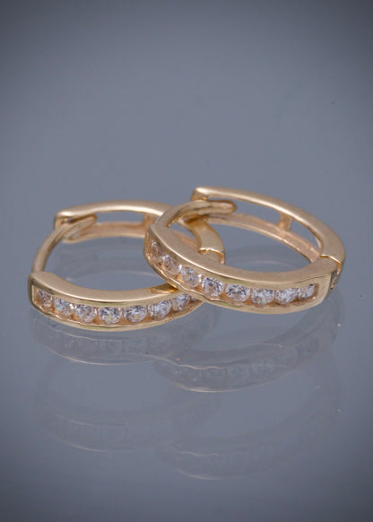 Candongas Con swarovski blanco 1.85gr / Largo 1.2cm / Oro Amarillo Nac B