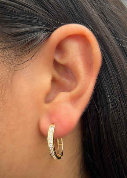 Candongas con swarovski blanco 4.7gr / Largo 2cm / Oro Amarillo Nac B