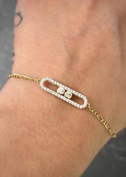 Pulso MK con swarovski blanco 2.6gr / Largo 17.5cm / Oro Amarillo italy cte M