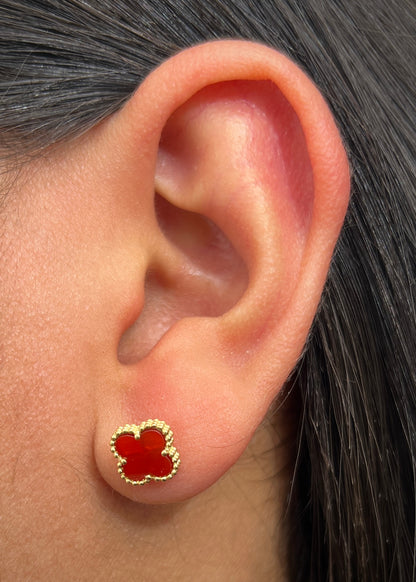 Topos Lucky Clover Piedra Roja 3gr / 0.8cm / 8mm — Oro Amarillo