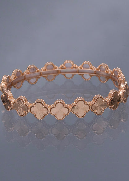 Pulso Aro Lucky Clover Diamantado 20.3gr / 15cm / 9.7mm — Oro Rosado