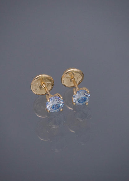 Topos con 49pts de Moissanita 0.65gr / 0.4cm / 4mm — Oro Amarillo