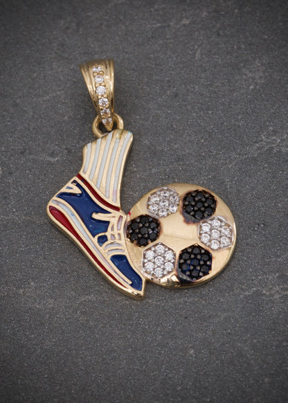 Dije balon con swarovski blanco y negro 2.7gr / Largo 2.6cm / Oro Amarillo Nac M