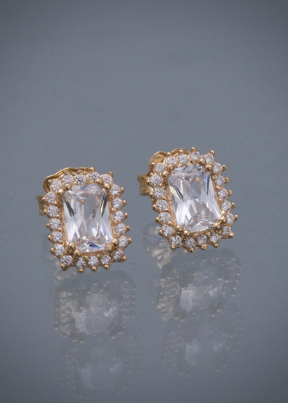 Topos con swarovski blanco 2.3gr / Largo 0.9cm / Oro Amarillo Nac P