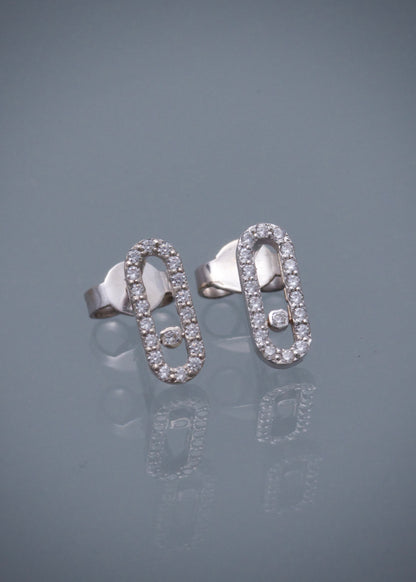 Topos MK con swarovski blanco 1.4gr / Largo 1cm / Oro Blanco Nac M