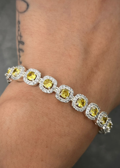 Pulso tenis con swarovski amarillo y blanco 22.9gr / Largo 18cm / Plata M