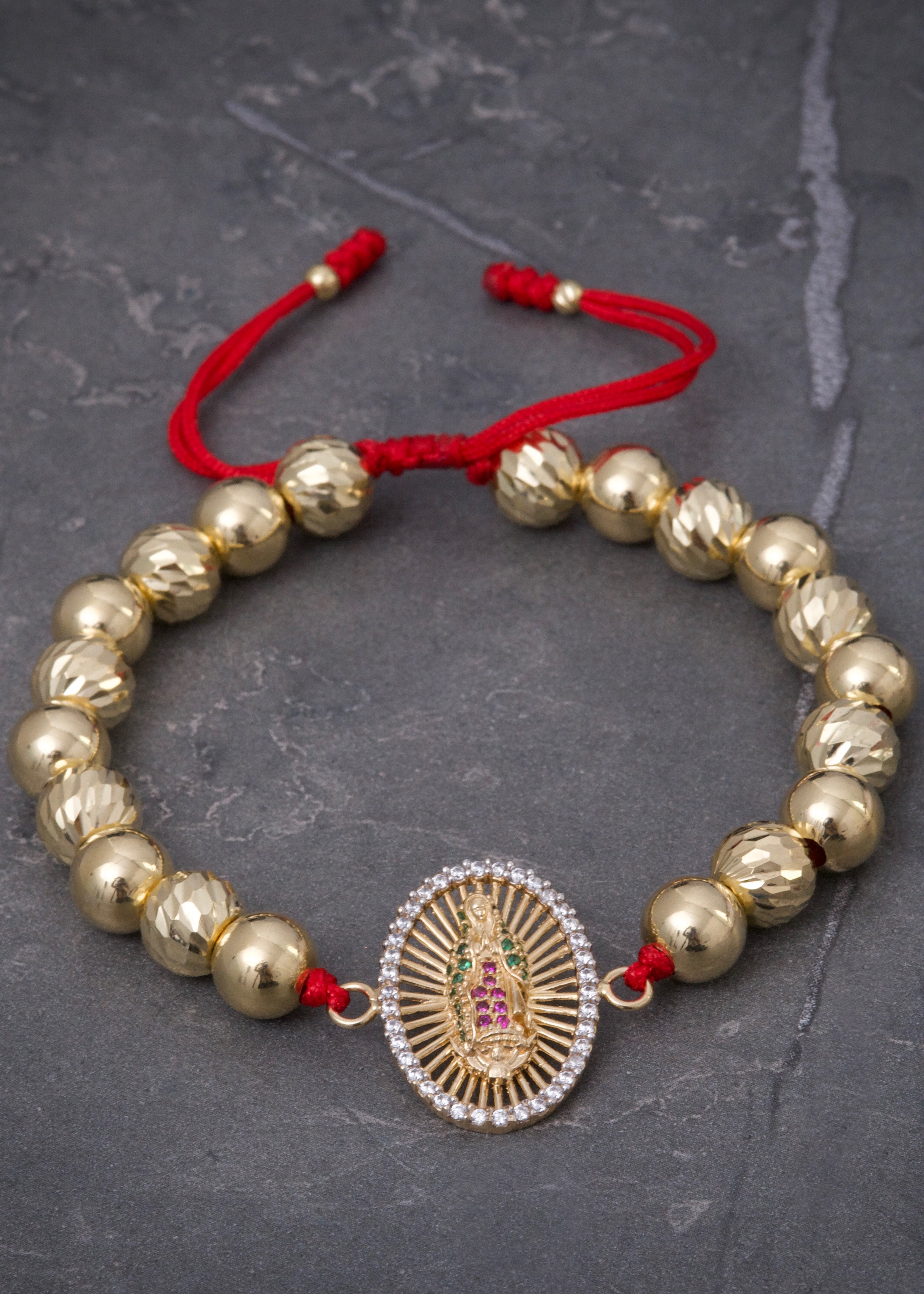 Pulsera en hilo rojo con herraje virgen de guadalupe 9.9gr / Oro Amarillo (Joya) P