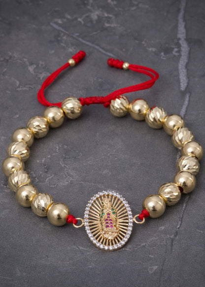 Pulsera en hilo rojo con herraje virgen de guadalupe 9.9gr / Oro Amarillo (Joya) P