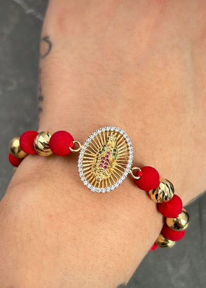 Pulsera en hilo rojo con herraje virgen de guadalupe 6.1gr / Oro Amarillo (Joya) P