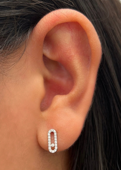 Topos MK con swarovski blanco 1.4gr / Largo 1cm / Oro Blanco Nac M