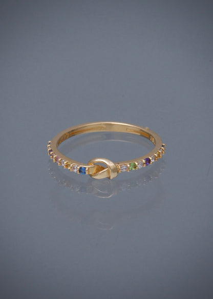 Anillo con swarovski multicolor 1.25gr / Talla 5 1/4 — Oro Amarillo
