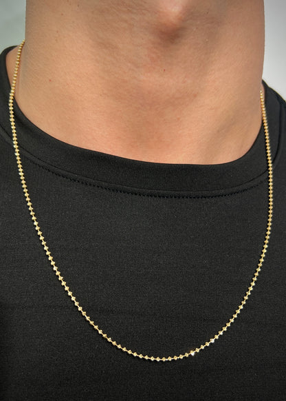 Cadena militar diamantada 2mm 9gr / Largo 60cm / Oro Amarillo italy + 3 B