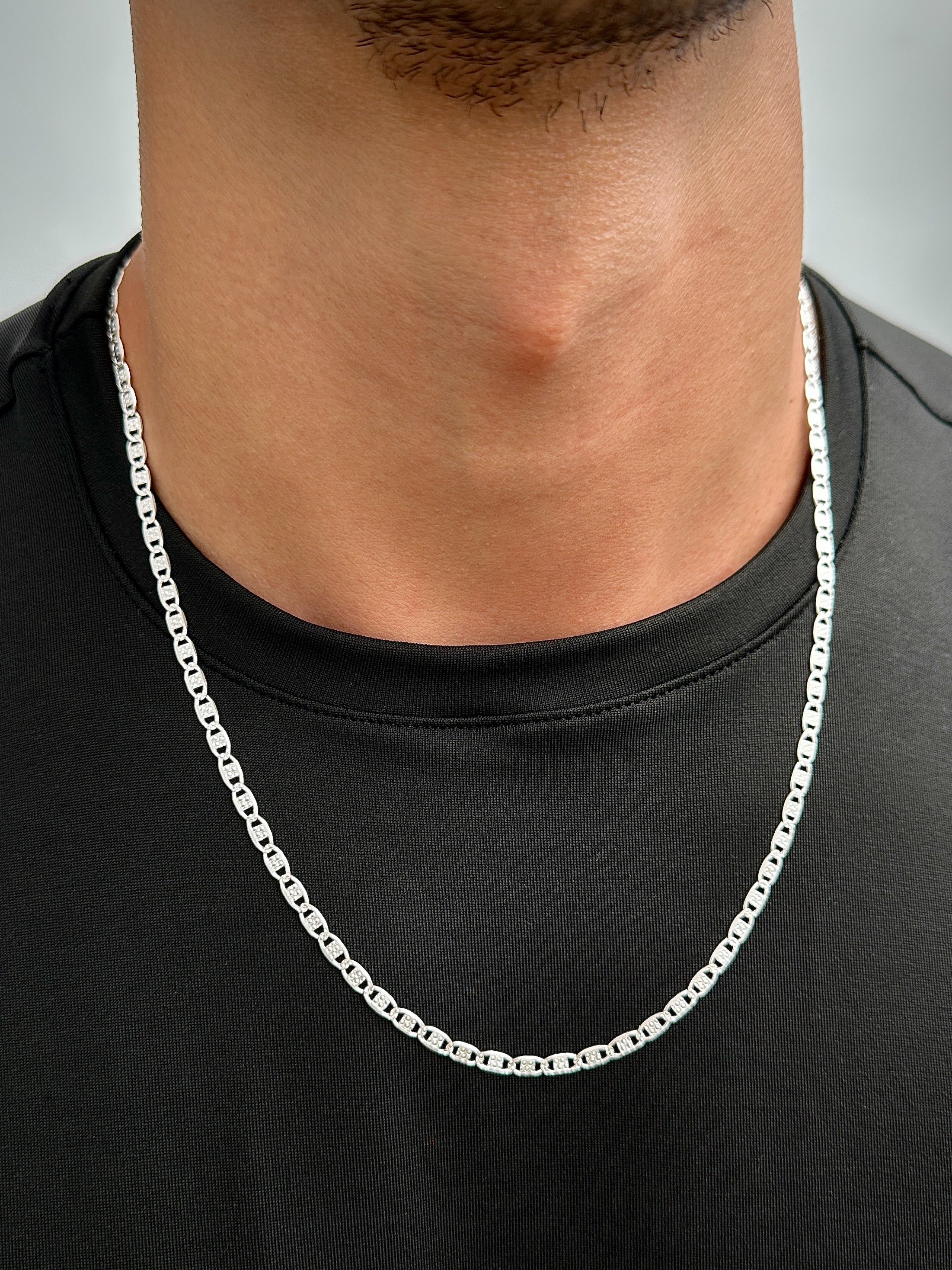 Cadena plana diamantada 9.75gr / Largo 60cm / Plata M