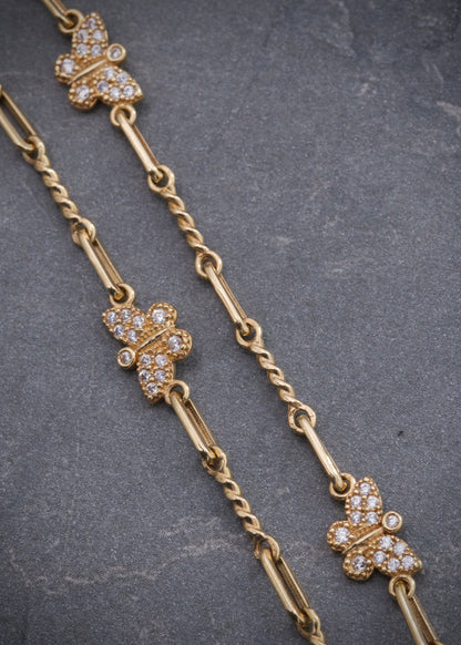 Cadena rustica con mariposas 10.25gr / Largo 45cm / Oro Amarillo Nac B