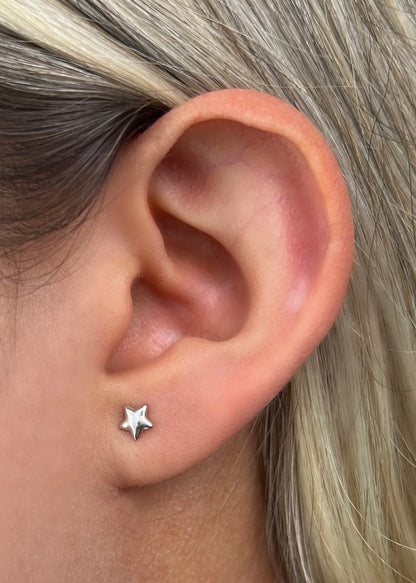 Topos estrella 0.45gr / Largo 0.5cm / Oro Blanco Nac M