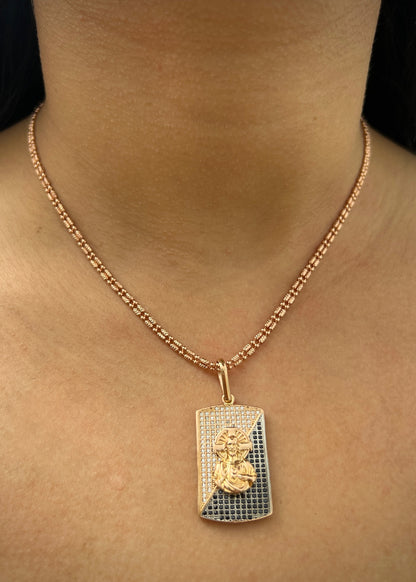 Dije corazon de jesus con swarovski blanco y negro 8.9gr / Largo 4.2cm / Oro Rosado Nac B