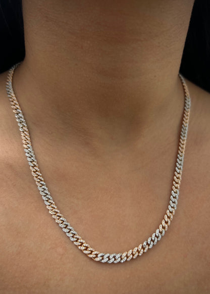 Cadena cubana con swarovski blanco 40.45gr / Largo 50cm / Dos Oros Nac M