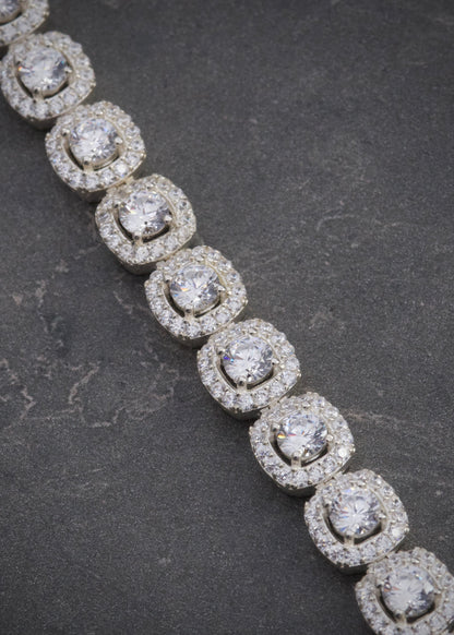 Pulso tenis con swarovski blanco 22.85gr / Largo 20cm / Plata B