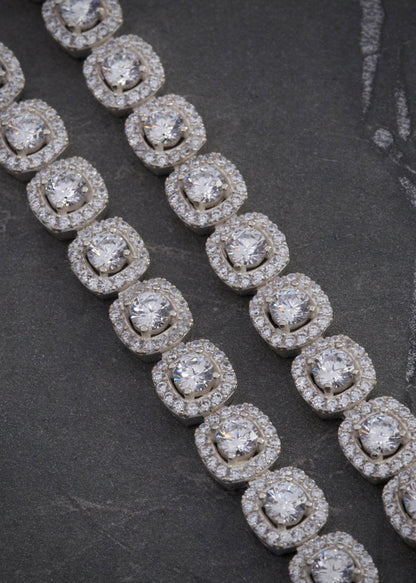 Cadena tenis con swarovski blanco 73.55gr / Largo 60cm / Plata M