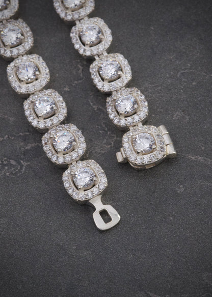 Cadena tenis con swarovski blanco 73.55gr / Largo 60cm / Plata M