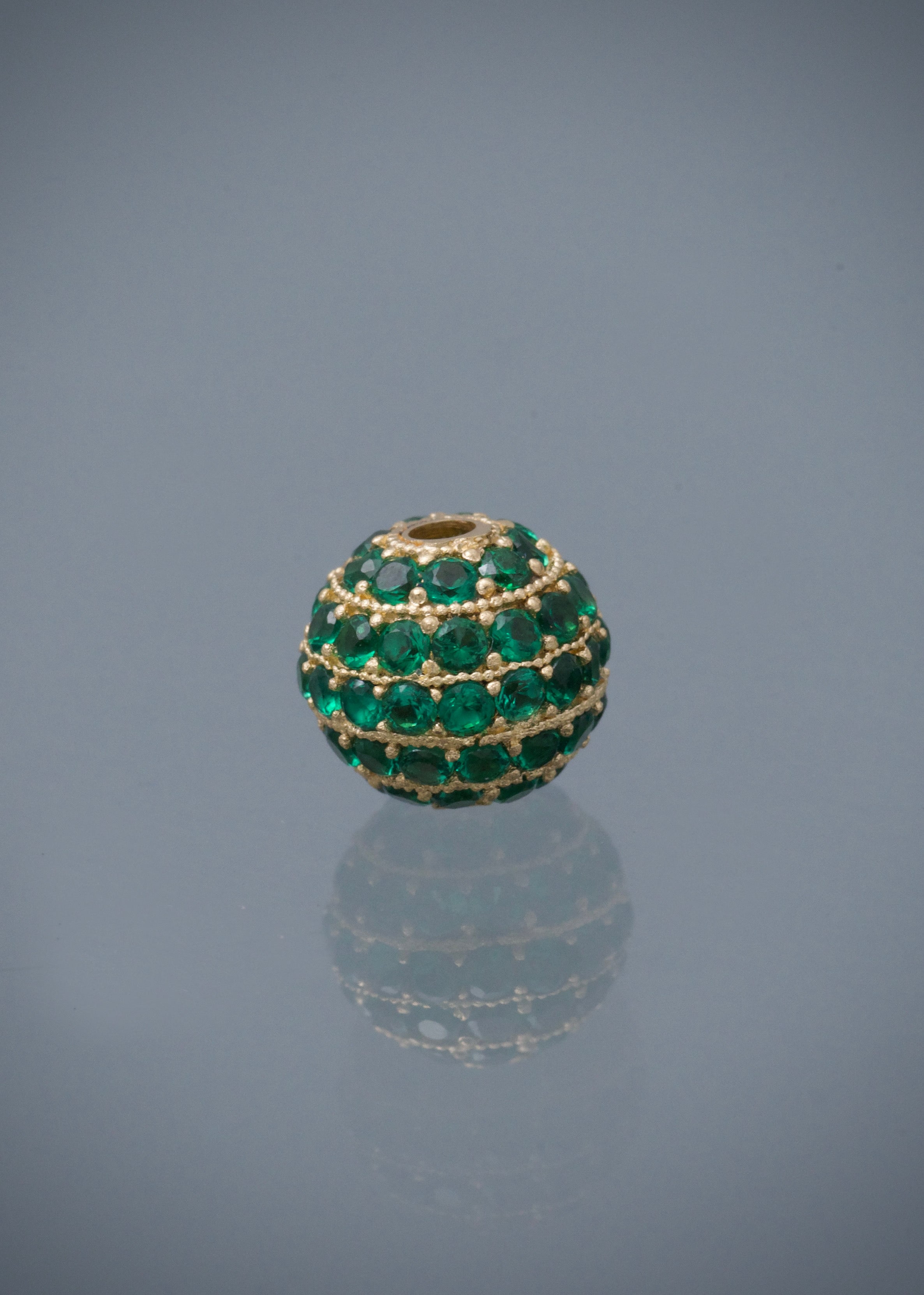 Herraje Bola de fuego con swarovski verde 1.9gr / Oro Amarillo Nac B