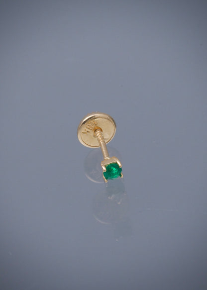 Unidad de topo 4pts de esmeralda 0.3gr / Largo 0.25cm / Oro Amarillo (Joya) B