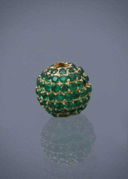 Herraje bola de fuego con swarovski verde 2.35gr / Oro Amarillo Nac B