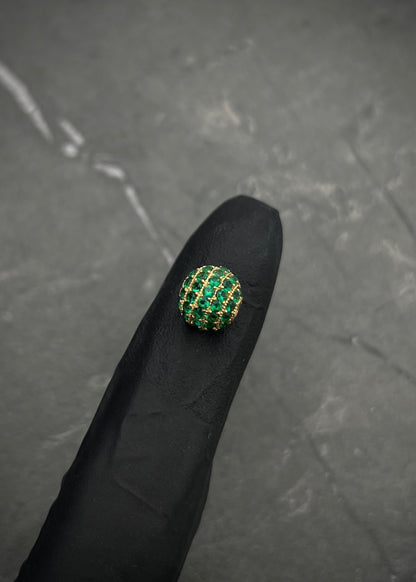 Herraje Bola de fuego con swarovski verde 1.9gr / Oro Amarillo Nac B