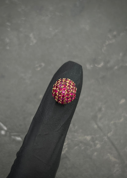 Herraje bola de fuego con swarovski fucsia 2.35gr / Oro Amarillo Nac B