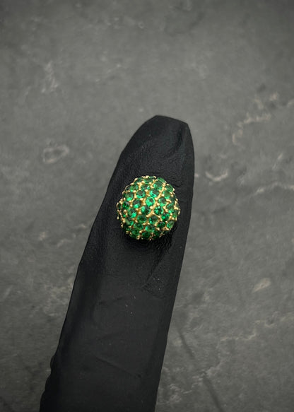 Herraje bola de fuego con swarovski verde 2.35gr / Oro Amarillo Nac B