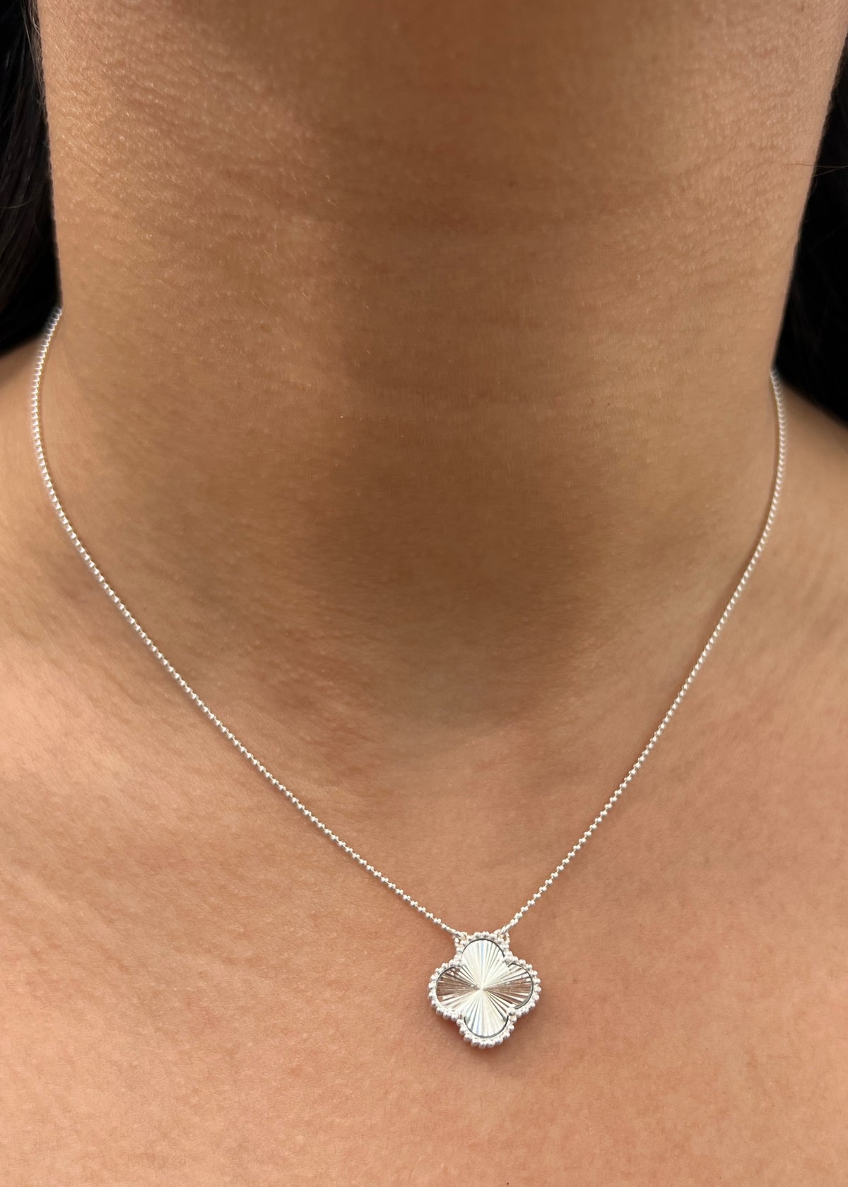 Cadena Lucky Clover Diamantada 3.3gr / 40cm / 13.8mm — Plata 925