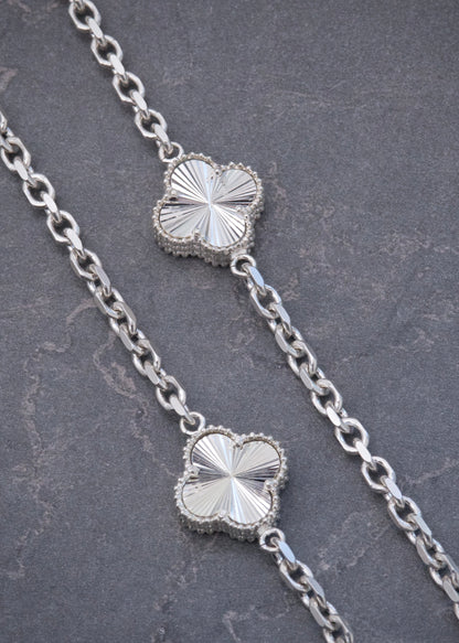 Cadena Lucky Clover Diamantada 23.7gr / 50cm / 13.8mm — Plata 925
