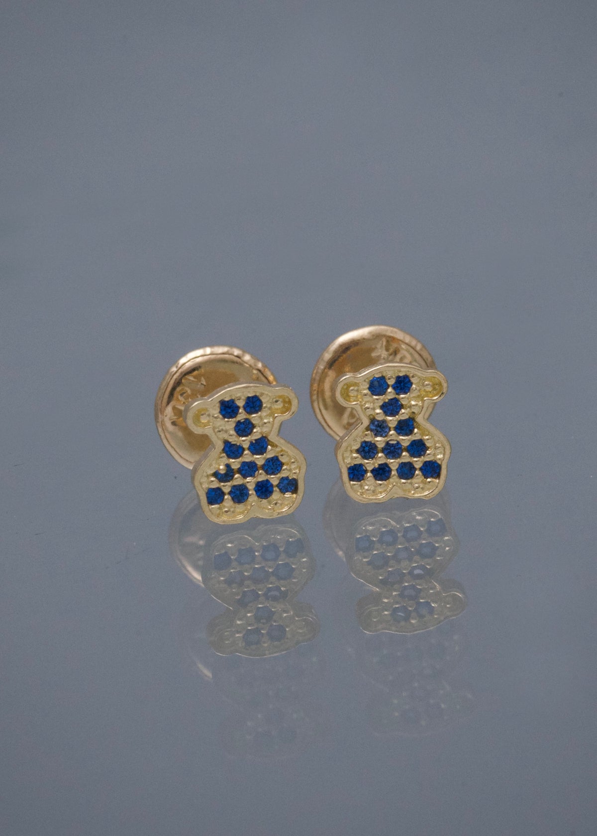 Topos Oso Th con Swarovski Azul 0.8gr / 0.6cm / 4.8mm — Oro Amarillo